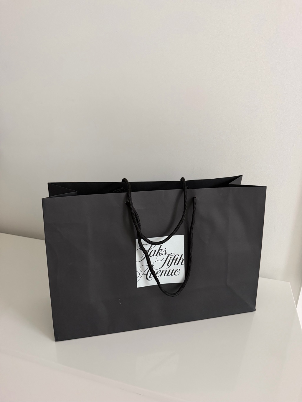 Saks Fifth Avenue Black Paper Gift Bag With Logo